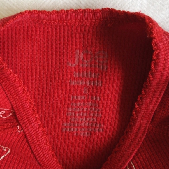 joe fresh red hearts thermal waffle knit long sleeve shirt 2T toddler girls - Picture 3 of 5